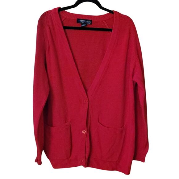 BraunStyle Vintage Red Cardigan Size M Lambswool-Blend Holiday Festive Sweater - Picture 1 of 8